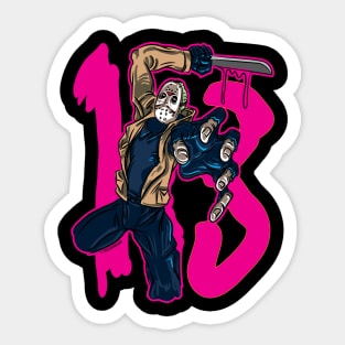 Jason Voorhees swing a machete Sticker